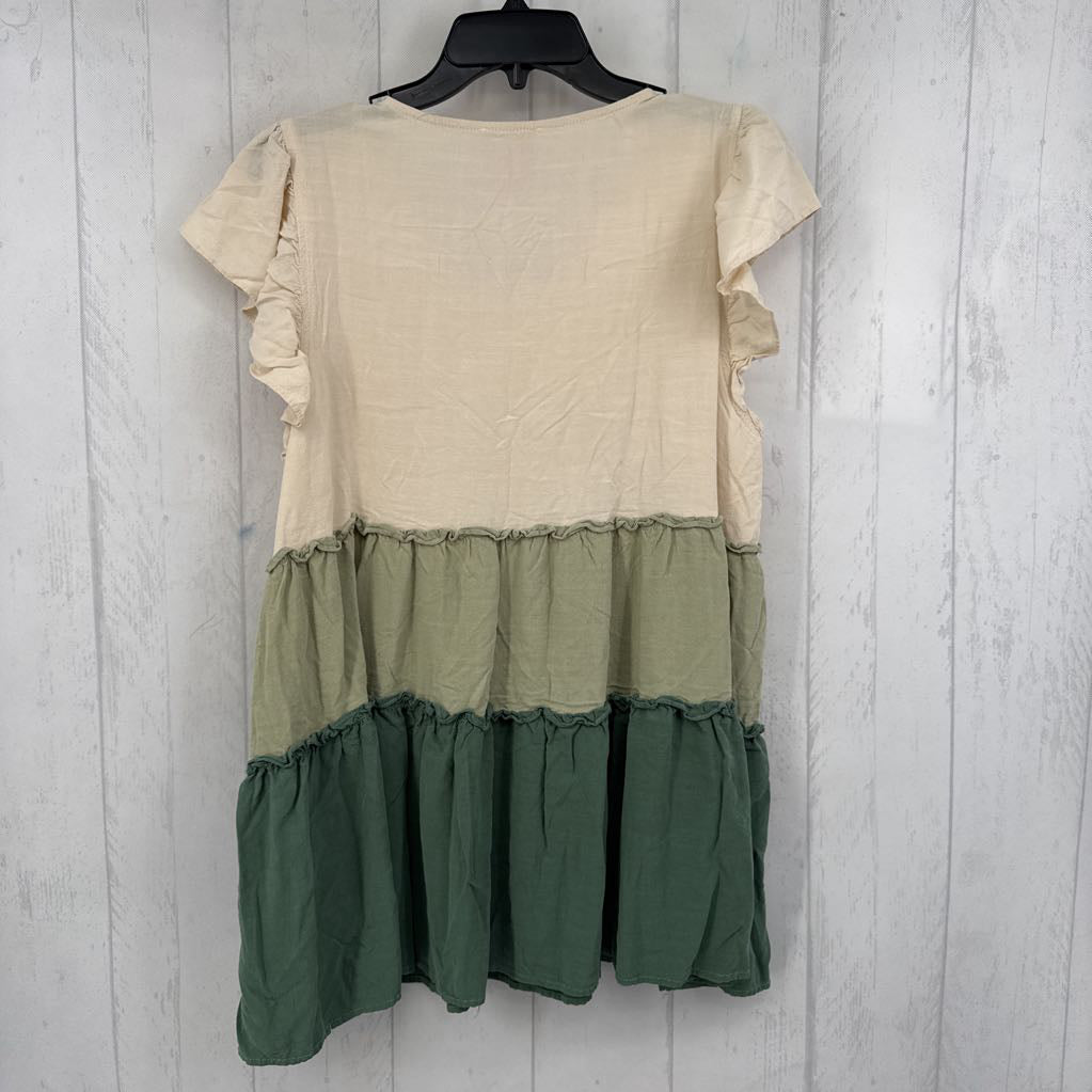 1X tiered flutter slv top