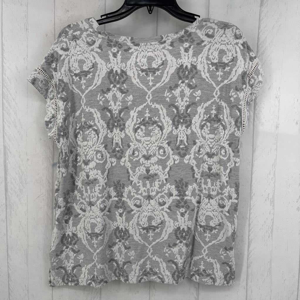 L jacquard v-neck s/s tee
