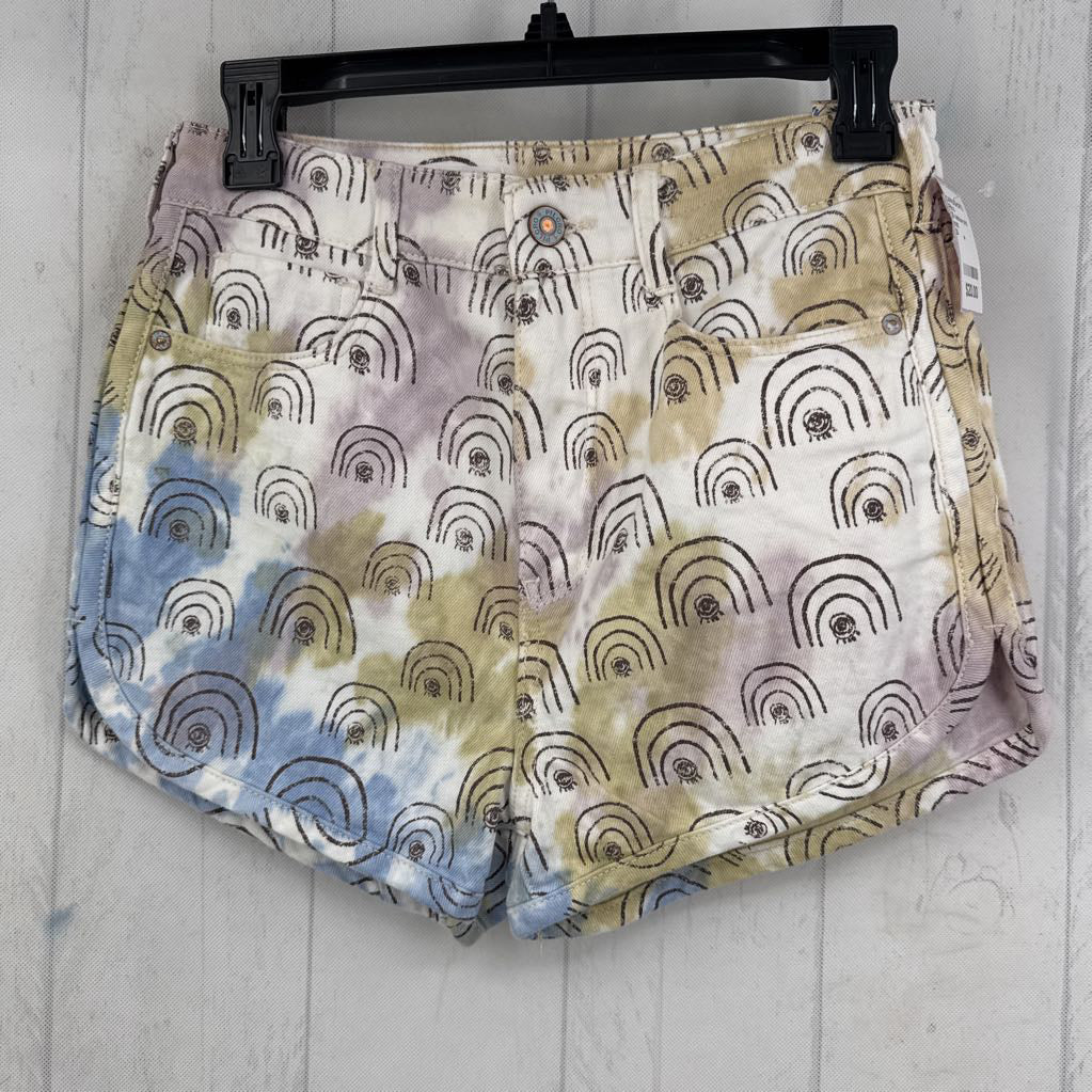 26 rainbow print tie-dye jean shorts