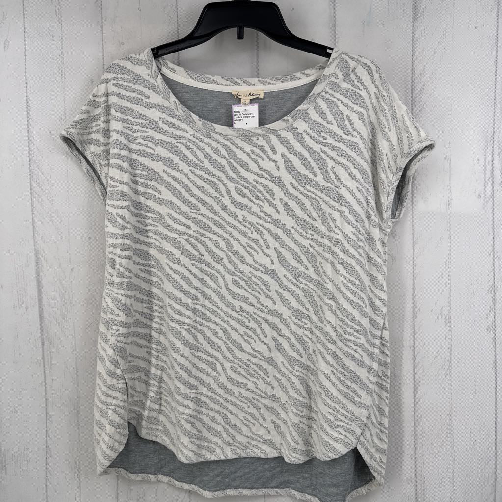 L zebra stripe cap slv top