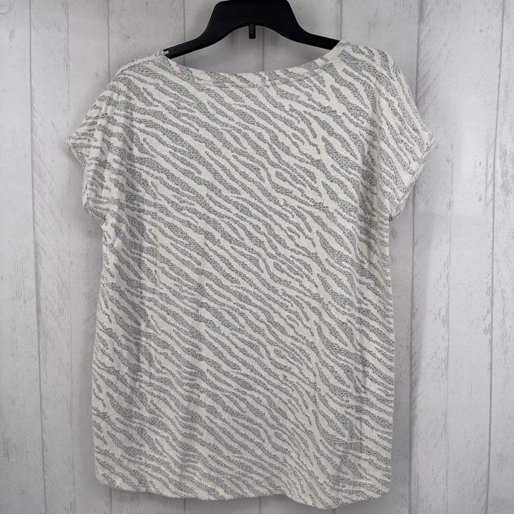 L zebra stripe cap slv top