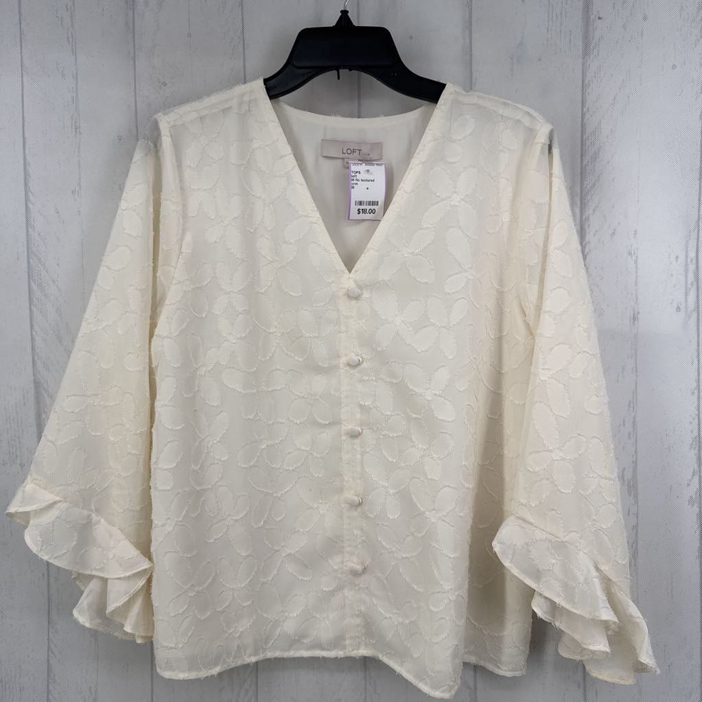 M flo textured button down l/s top