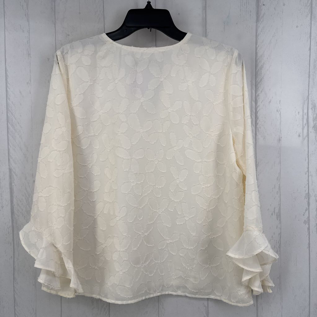 M flo textured button down l/s top