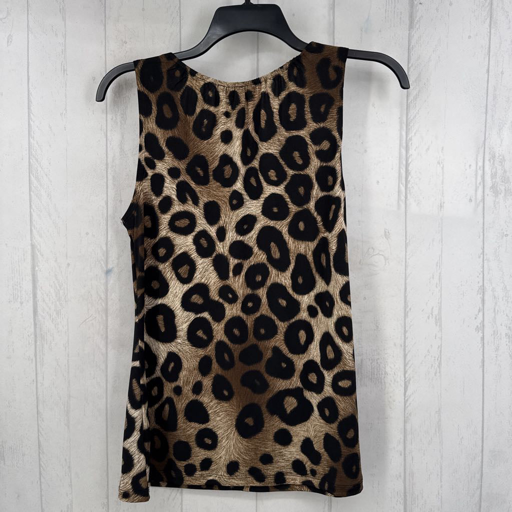 L animal print notch neck tank