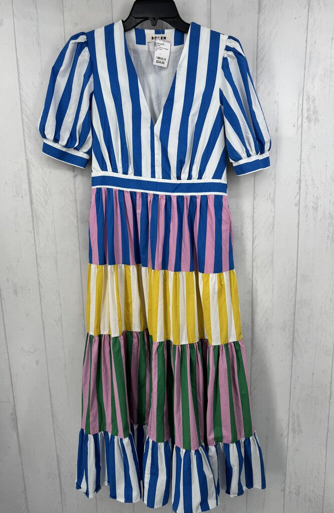 8p colorful striped v-neck maxi dress