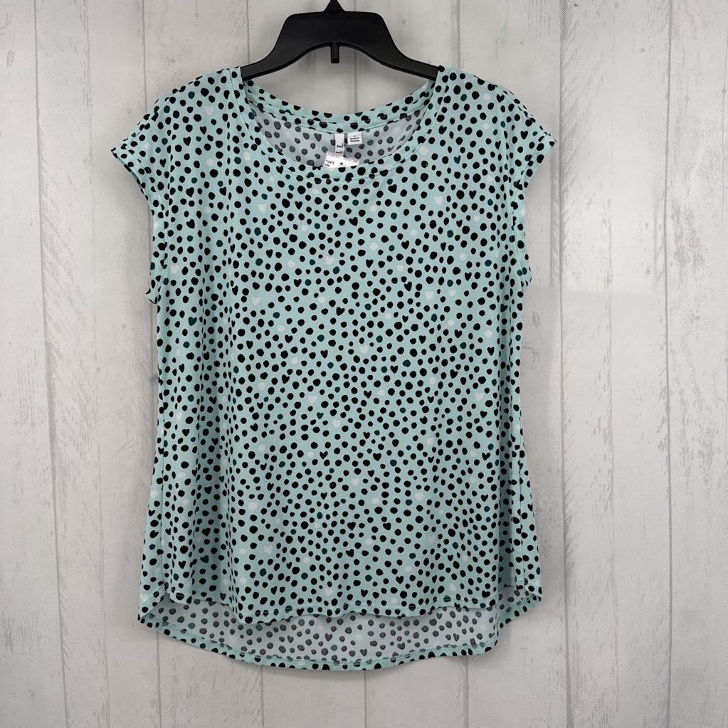 M polka dot print cap slv top