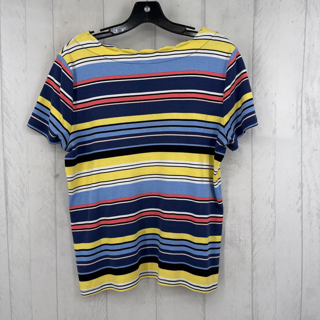 L striped scalloped trim s/s tee