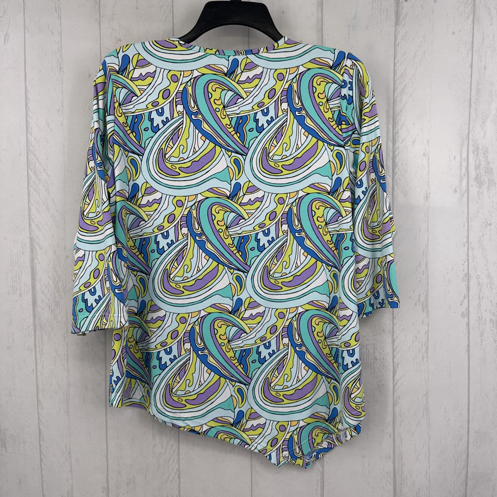 M colorful 3/4 slv top