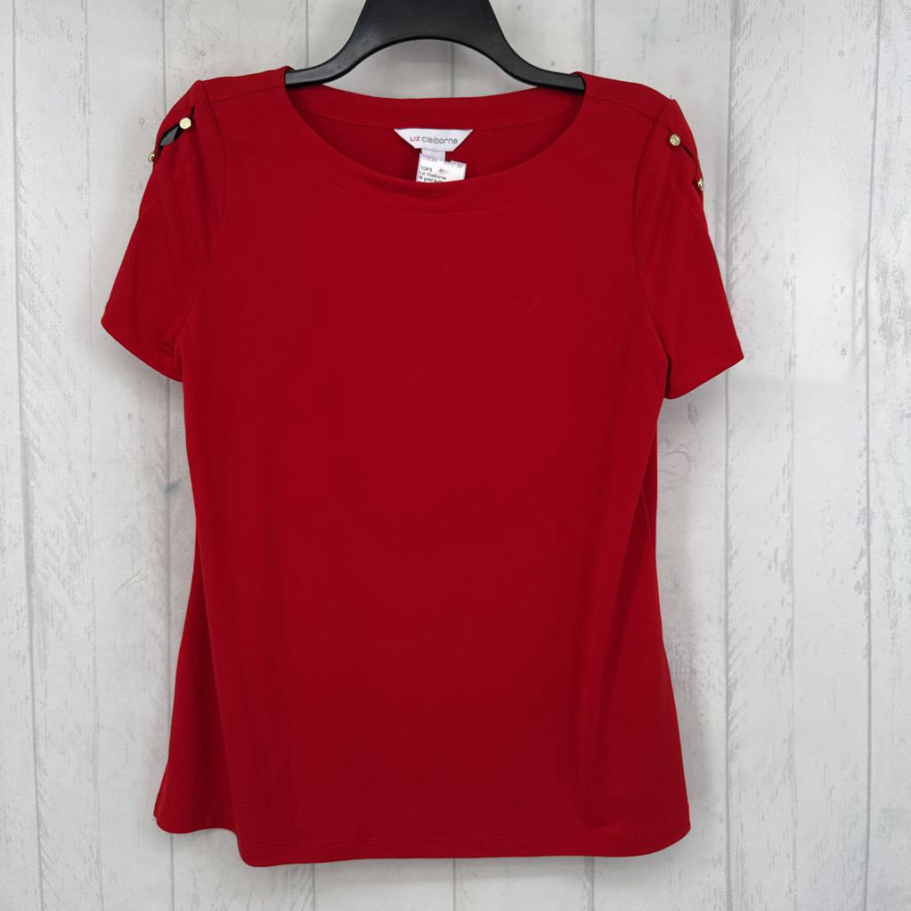 M gold button s/s top