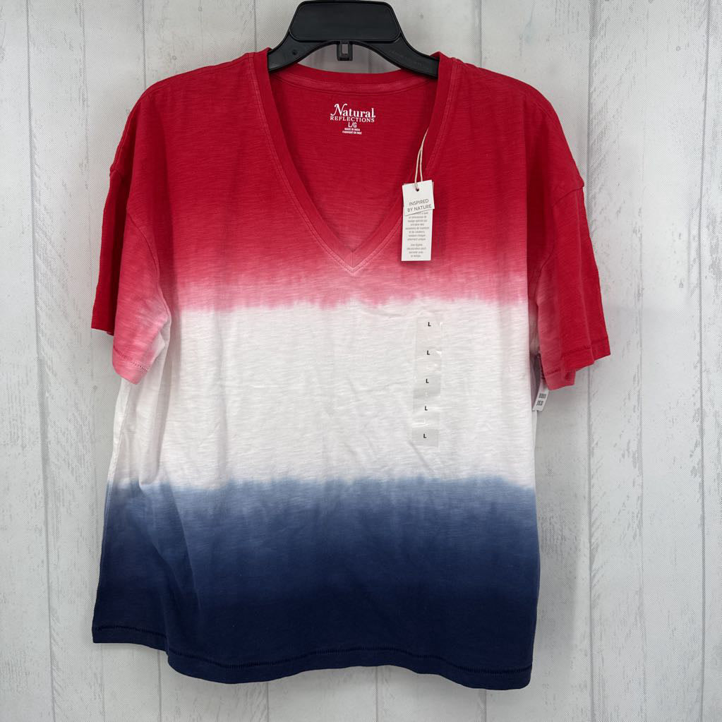 L tie-dye v-neck s/s tee