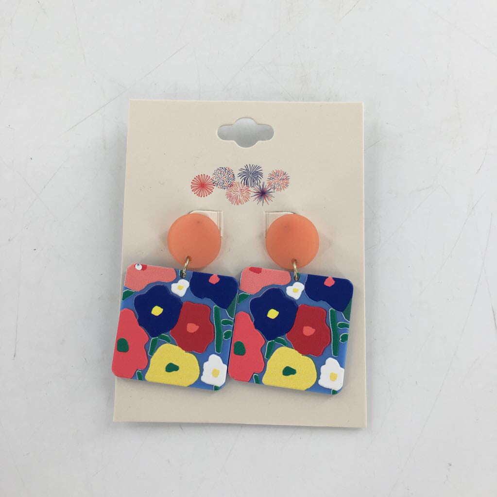 colorful floral dangle earrings