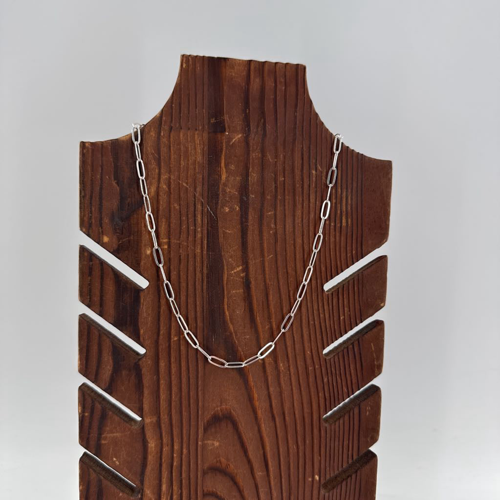9" silver paper clip necklace