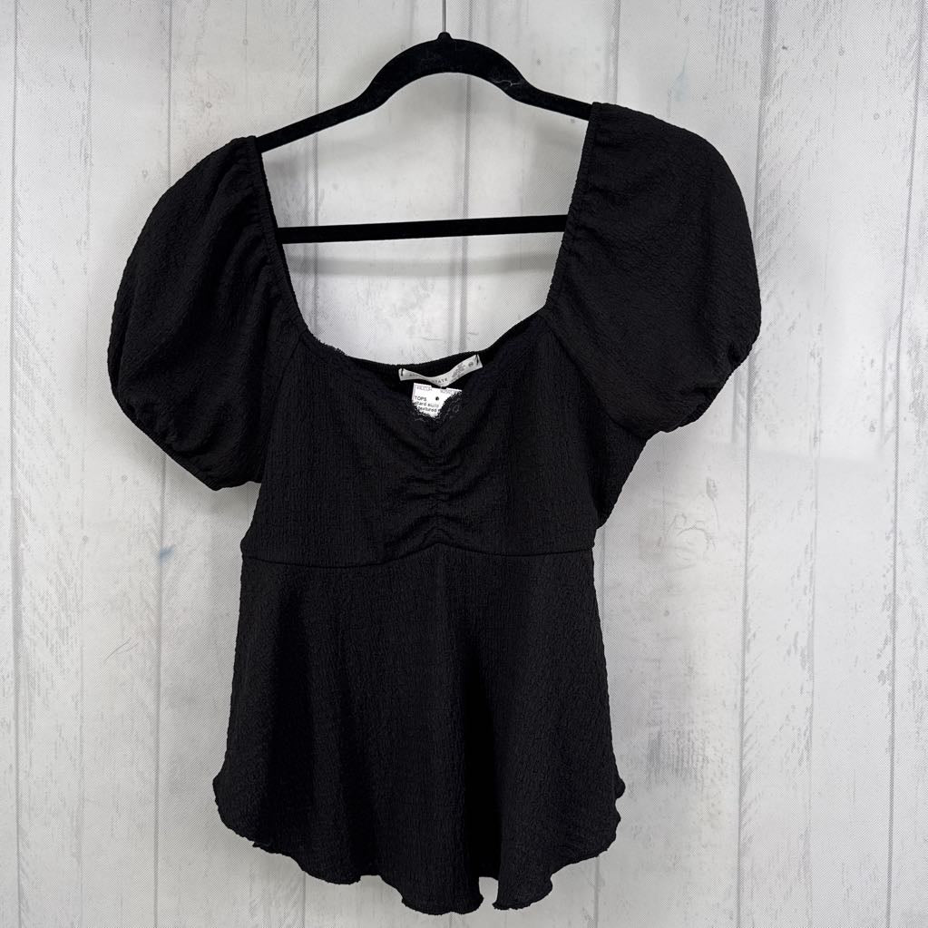 M textured ruched s/s top