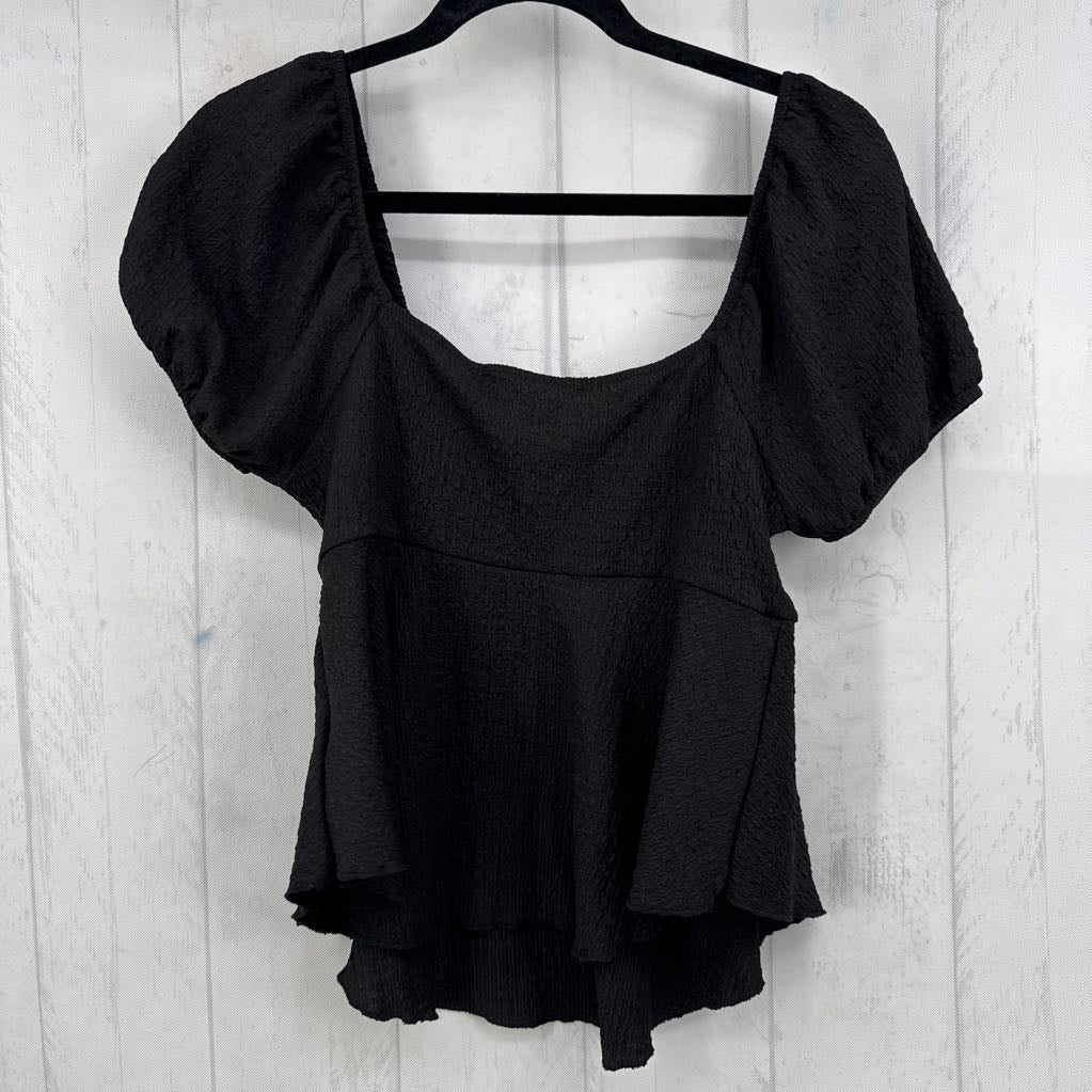 M textured ruched s/s top