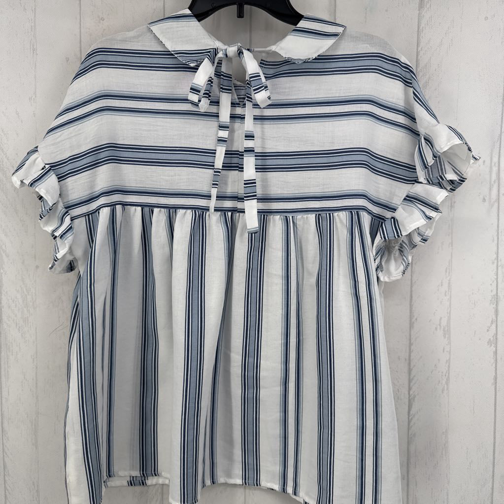 S striped bow back s/s top