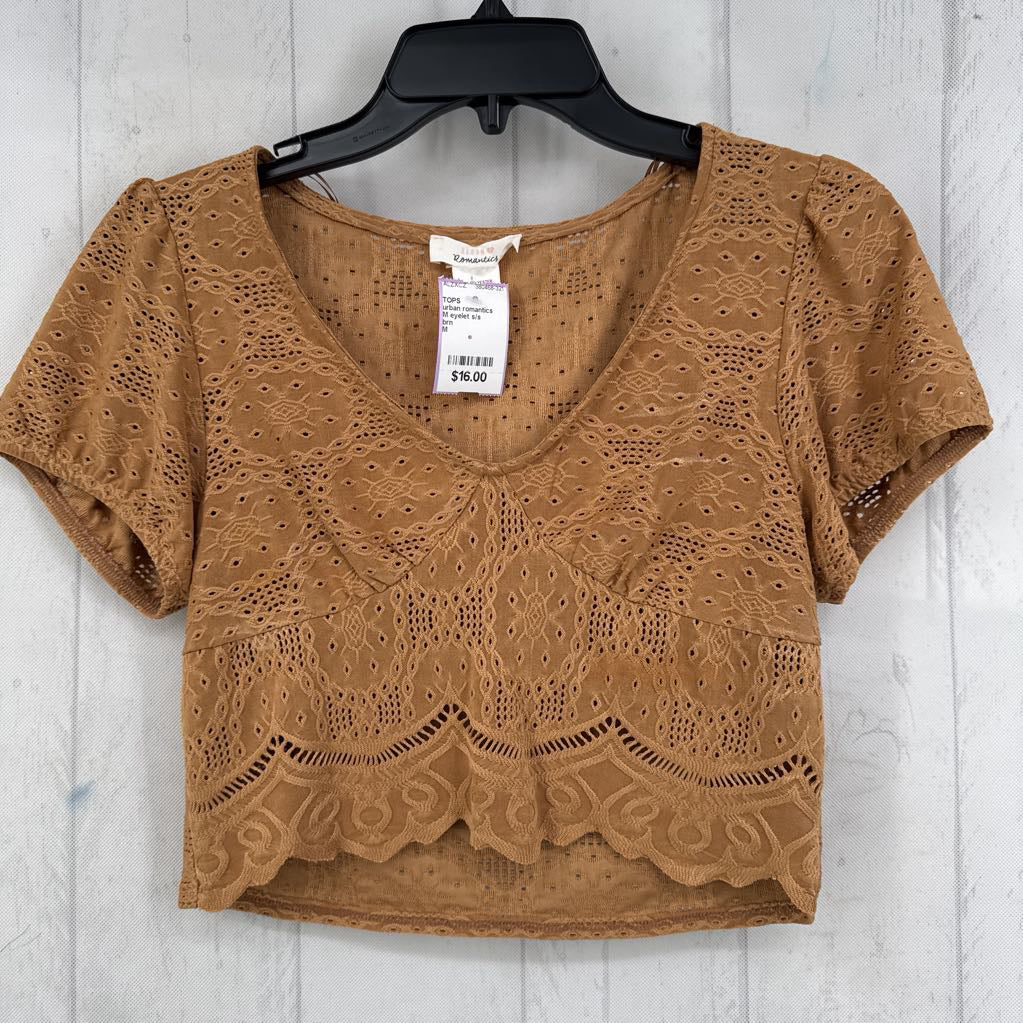M eyelet s/s cropped top