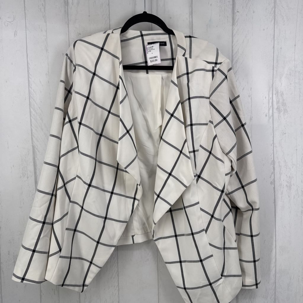 22 checkered flowy front blazer