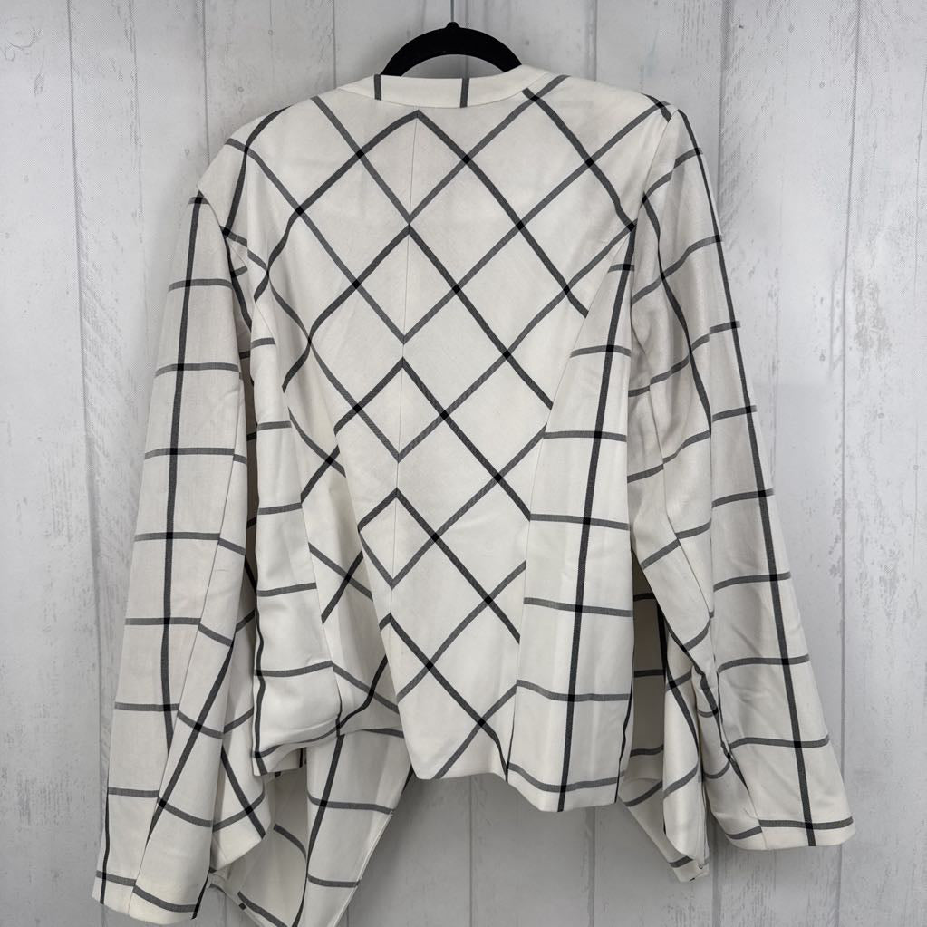 22 checkered flowy front blazer