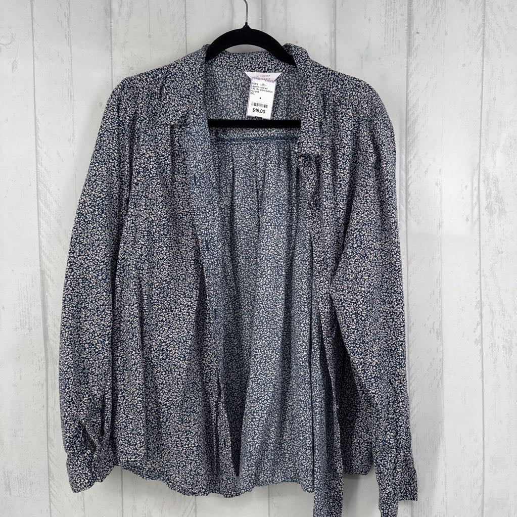 XXL flo print button down l/s top