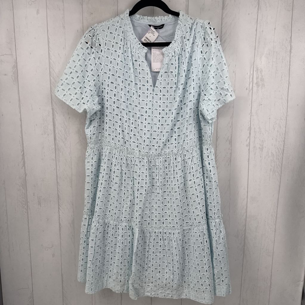 XXL eyelet split neck s/s dress