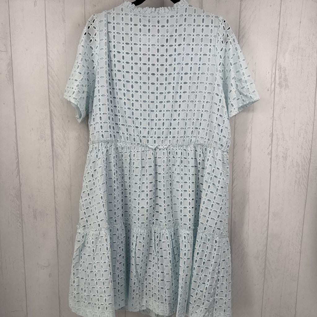 XXL eyelet split neck s/s dress