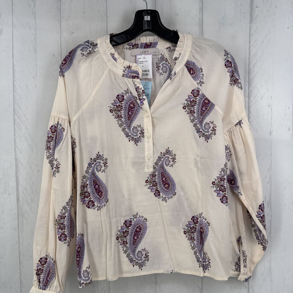 Sp paisley print quarter button down l/s top