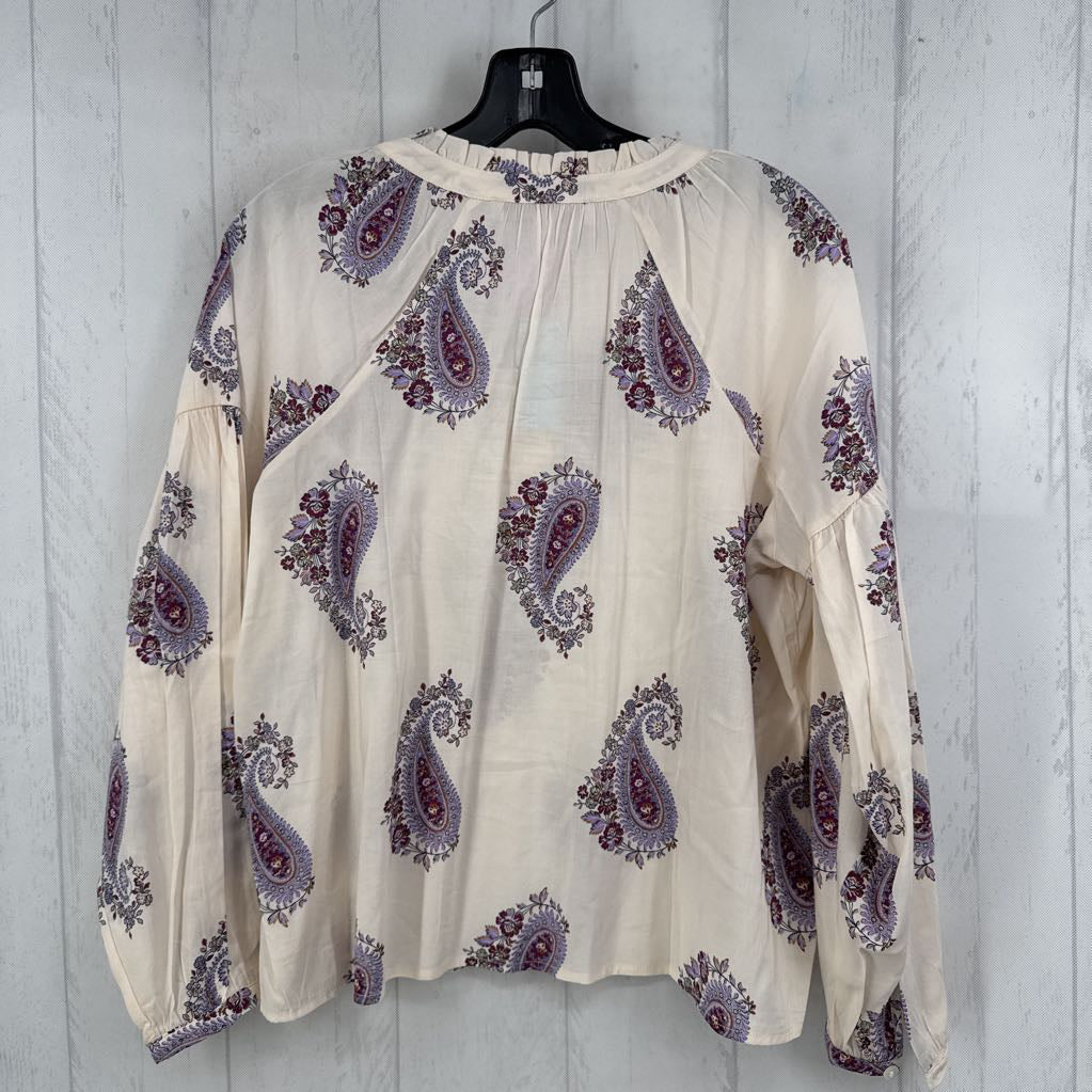 Sp paisley print quarter button down l/s top