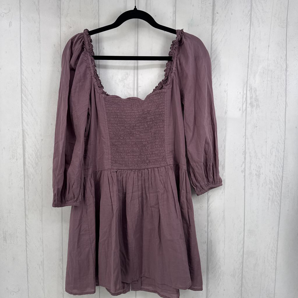 L v-neck button down l/s dress