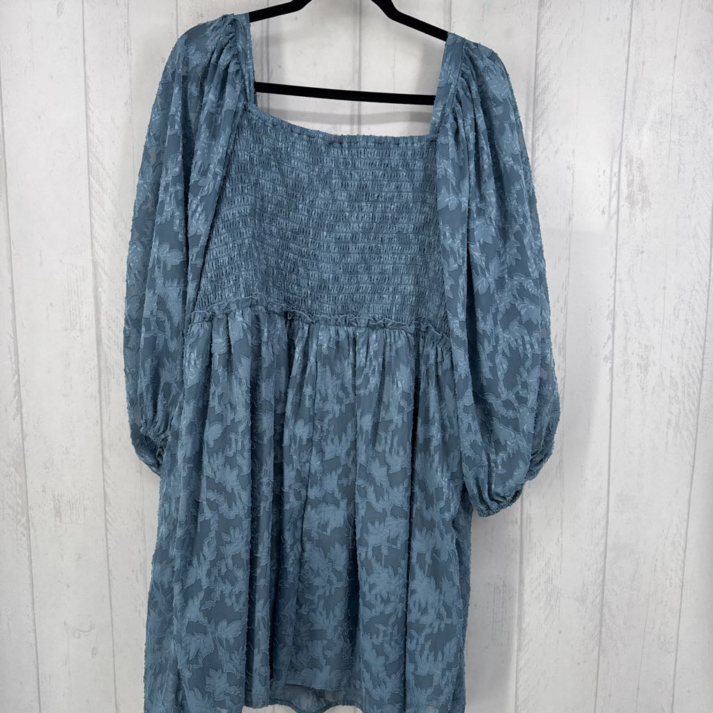 XL smocked jacquard l/s dress