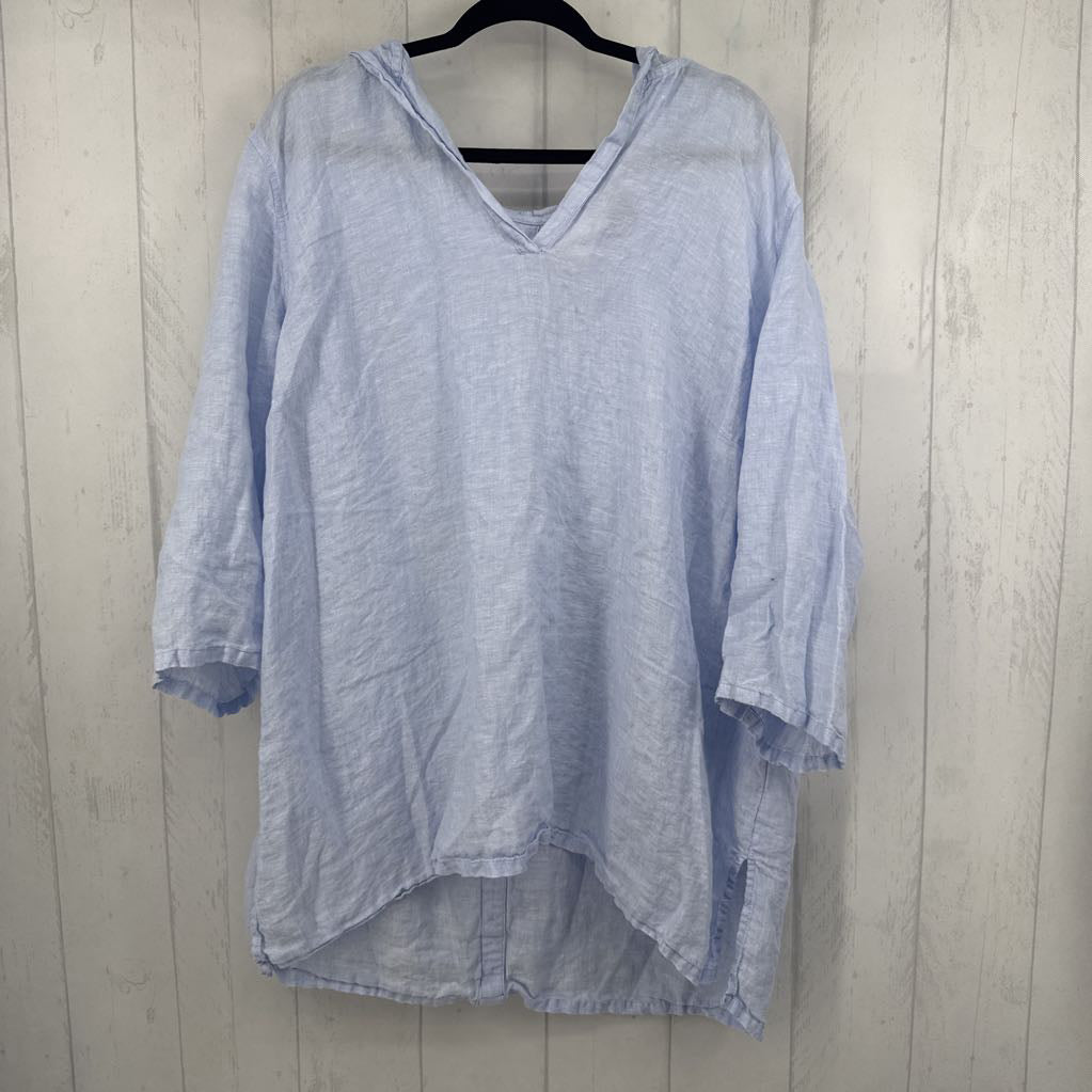3X linen 3/4 slv pullover