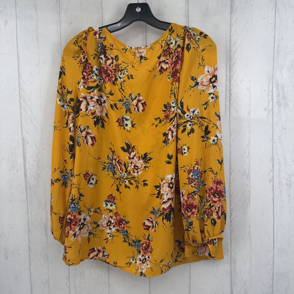 L flo print v-neck l/s top