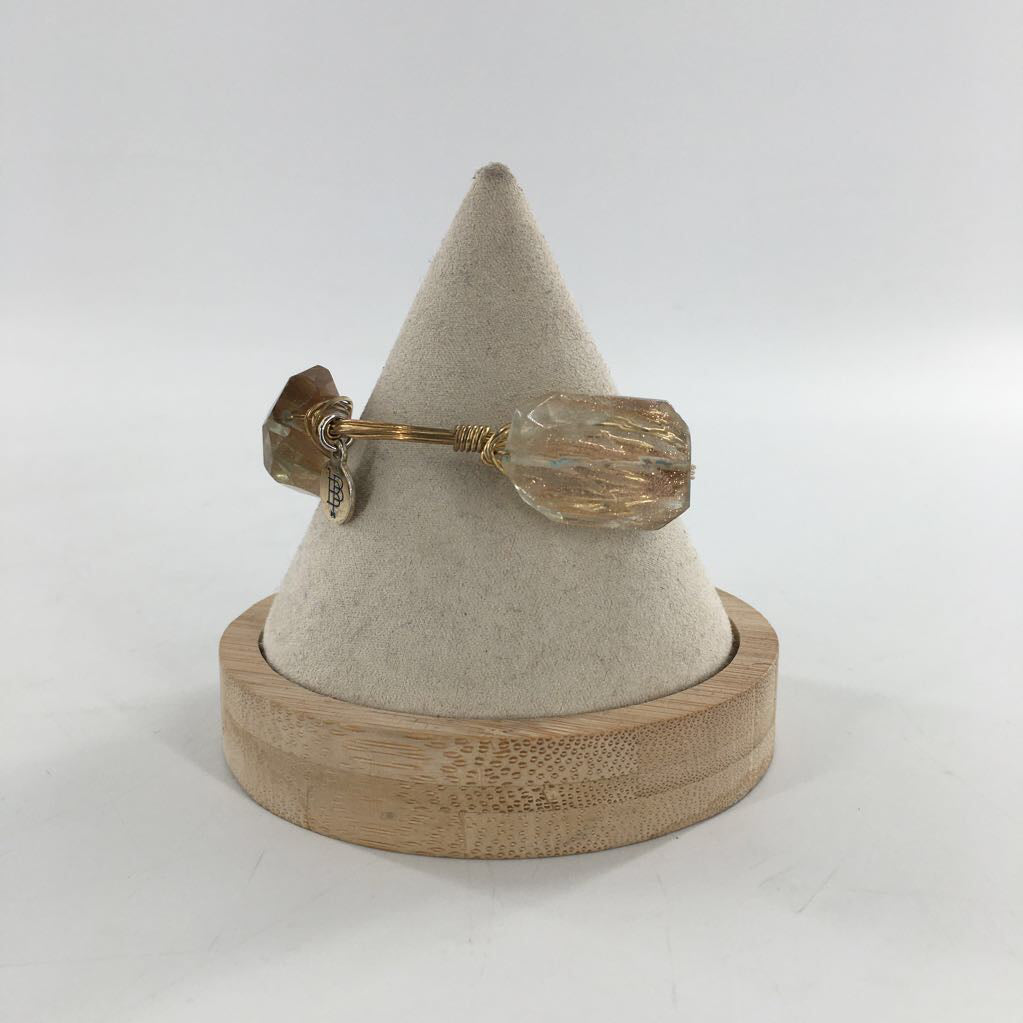 gold wire wrapped stone bracelet-champagne