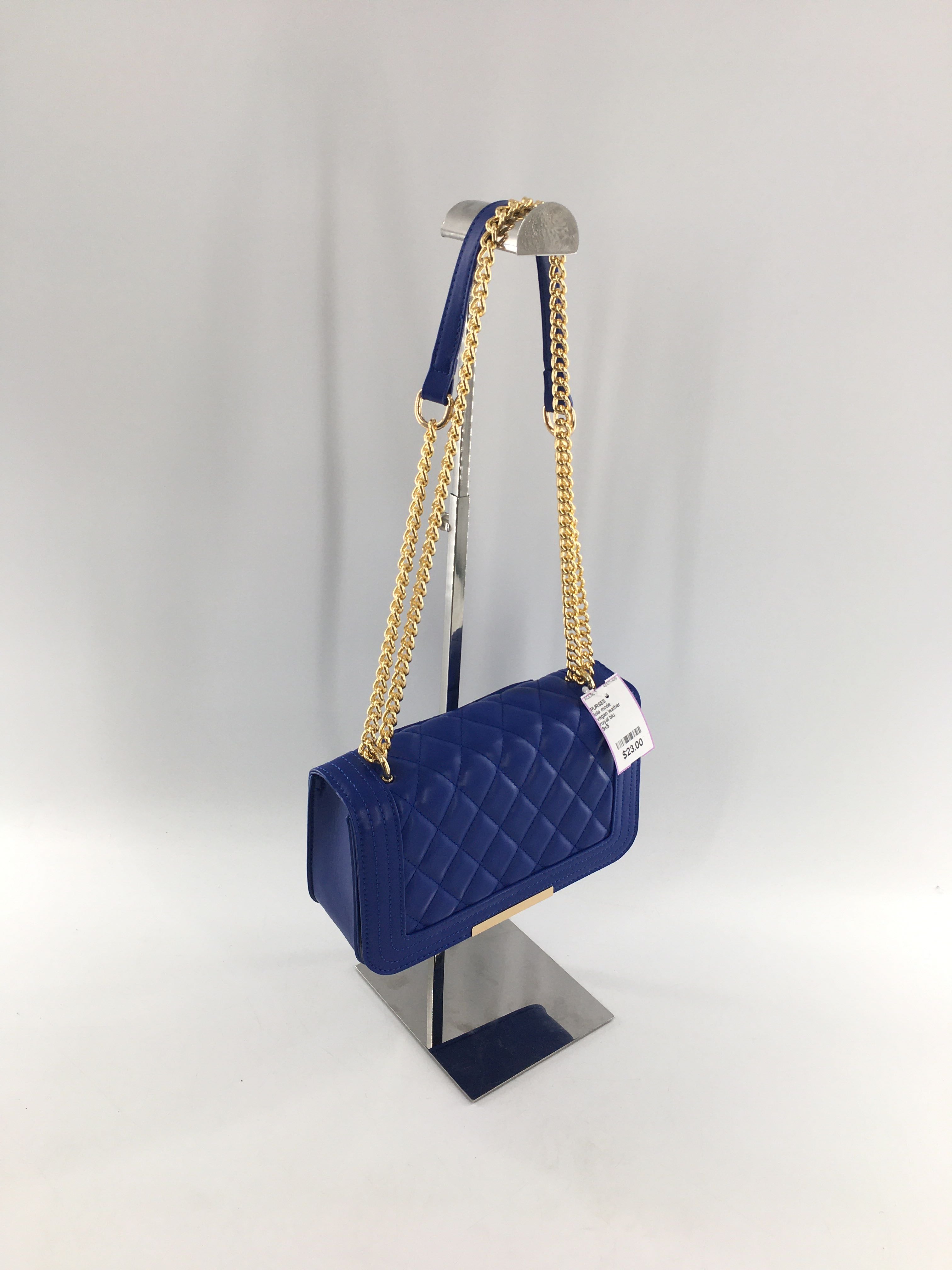 vegan leather quilted purse w/ chain strap