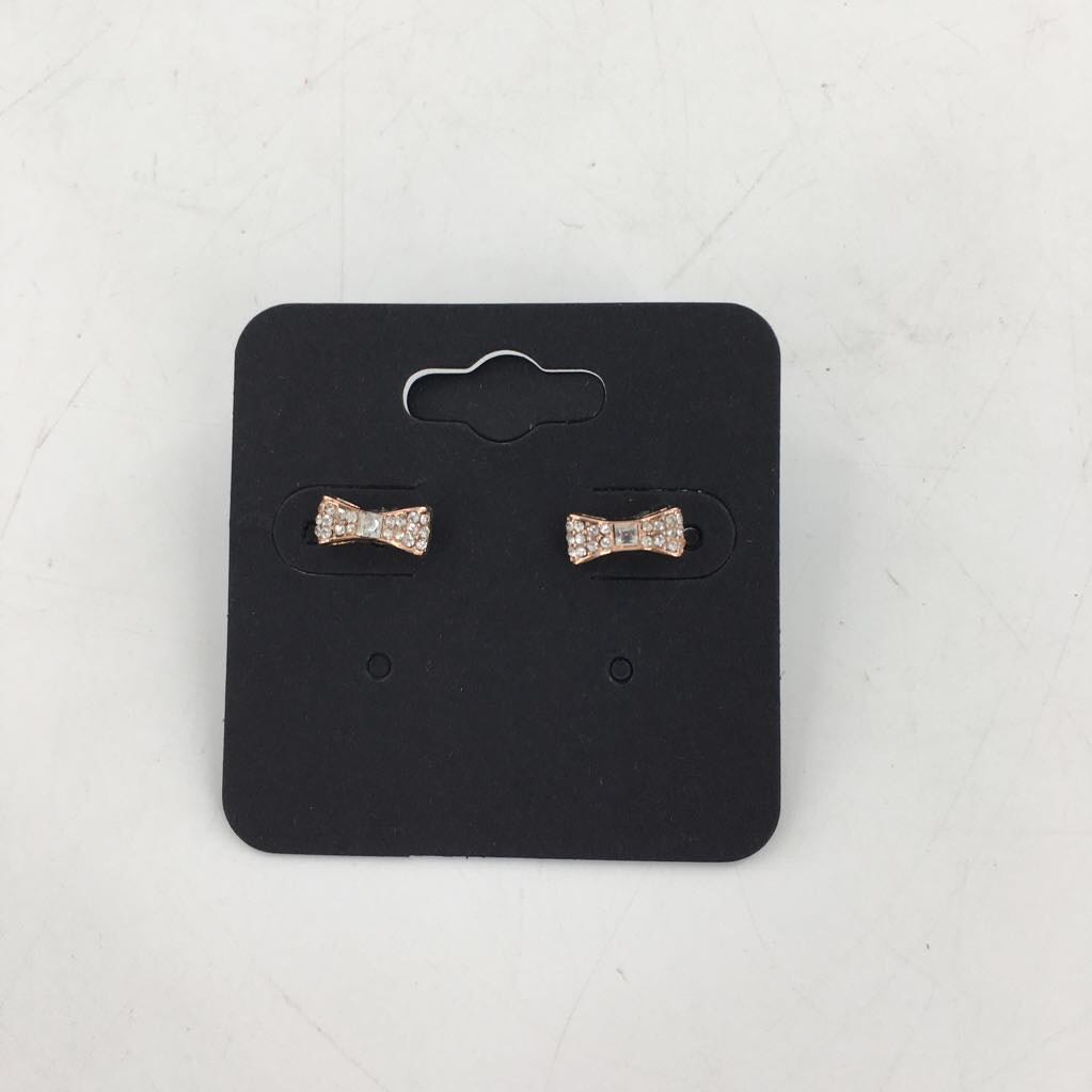 rose gold CZ bow earrings