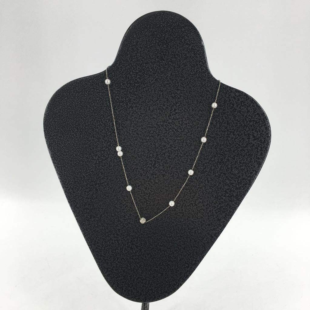 9" silvertone pearl necklace