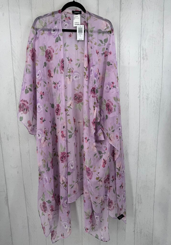 R46 O/S flo print ruana
