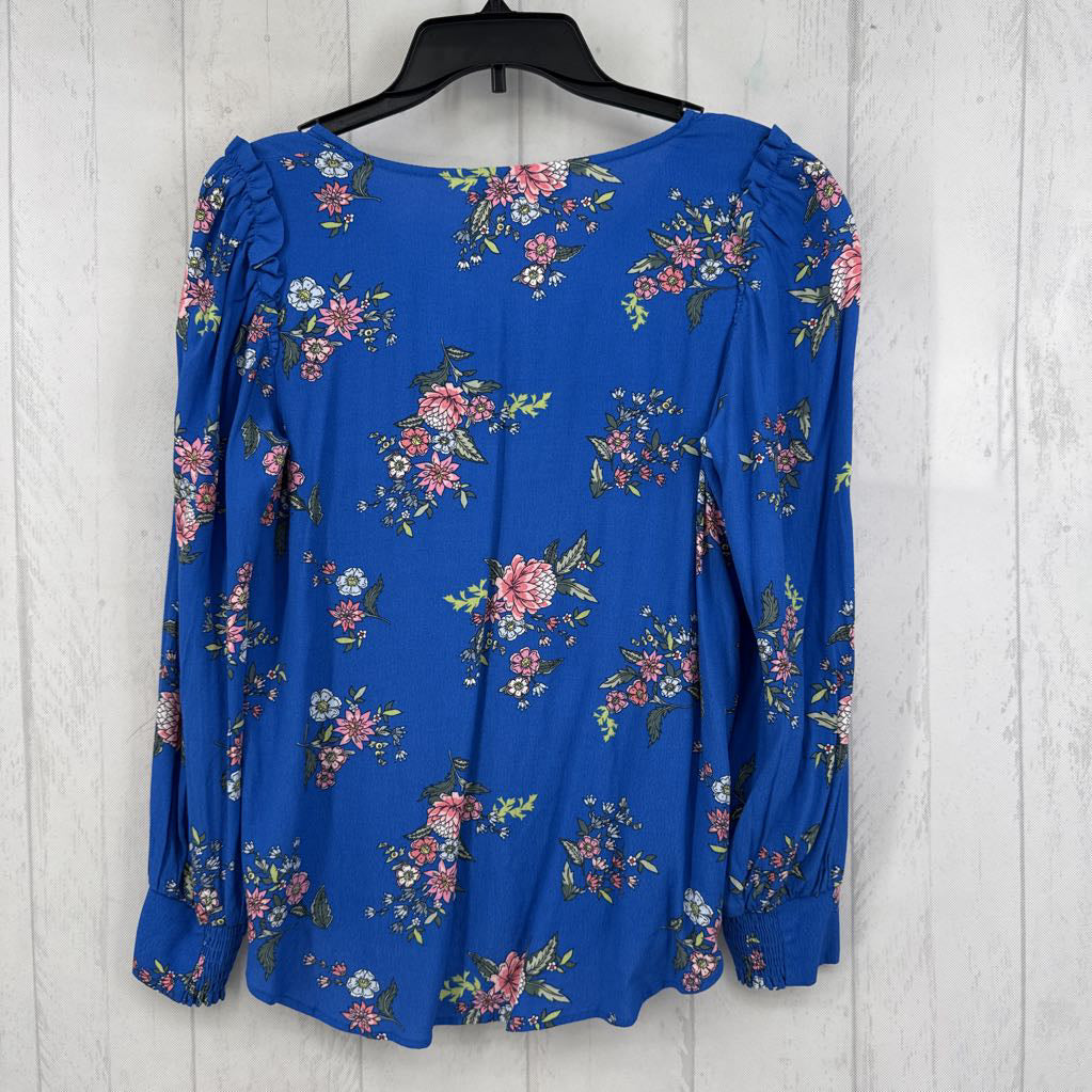 Sp flo print v-neck l/s top
