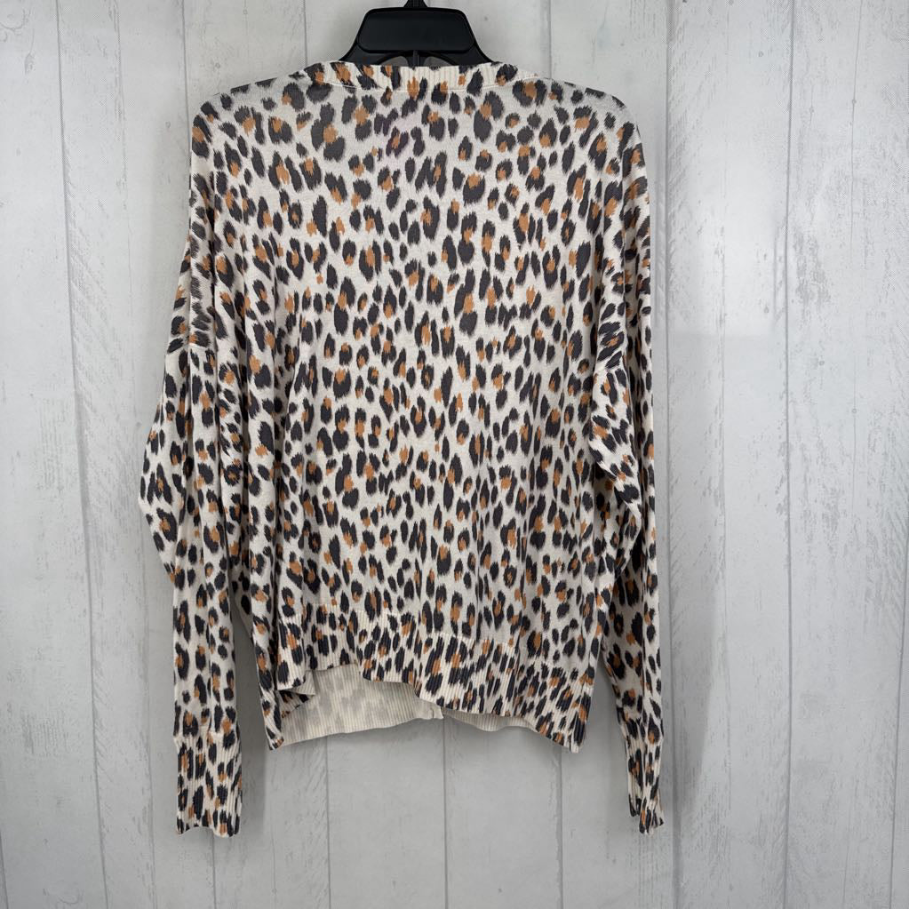 L animal print button down cardi