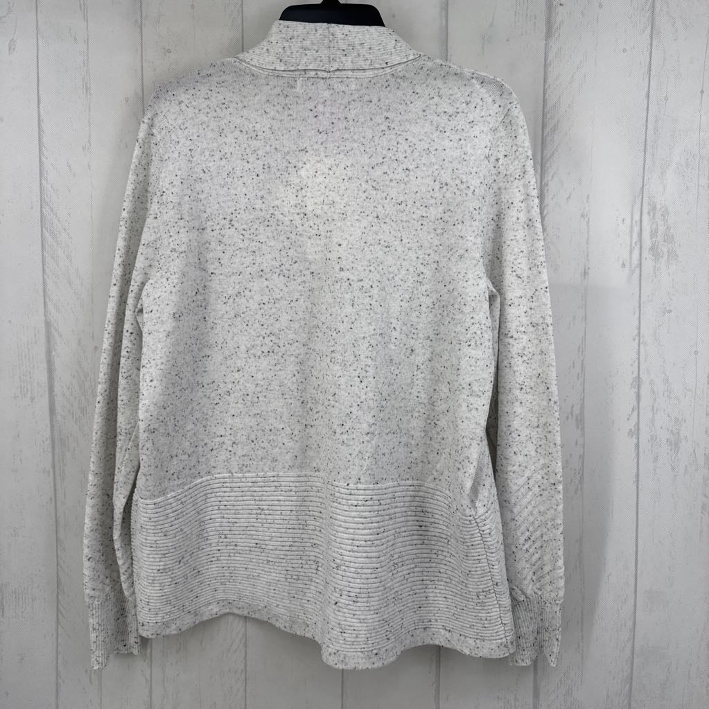 R54 L speckled open front knit cardi
