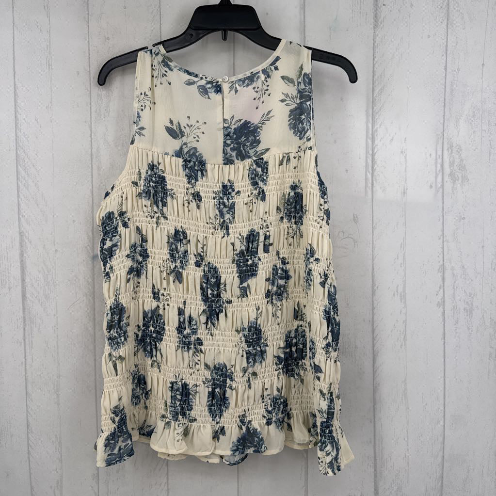 L smocked flo print tank