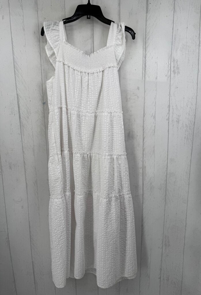 L smocked seersucker tiered dress