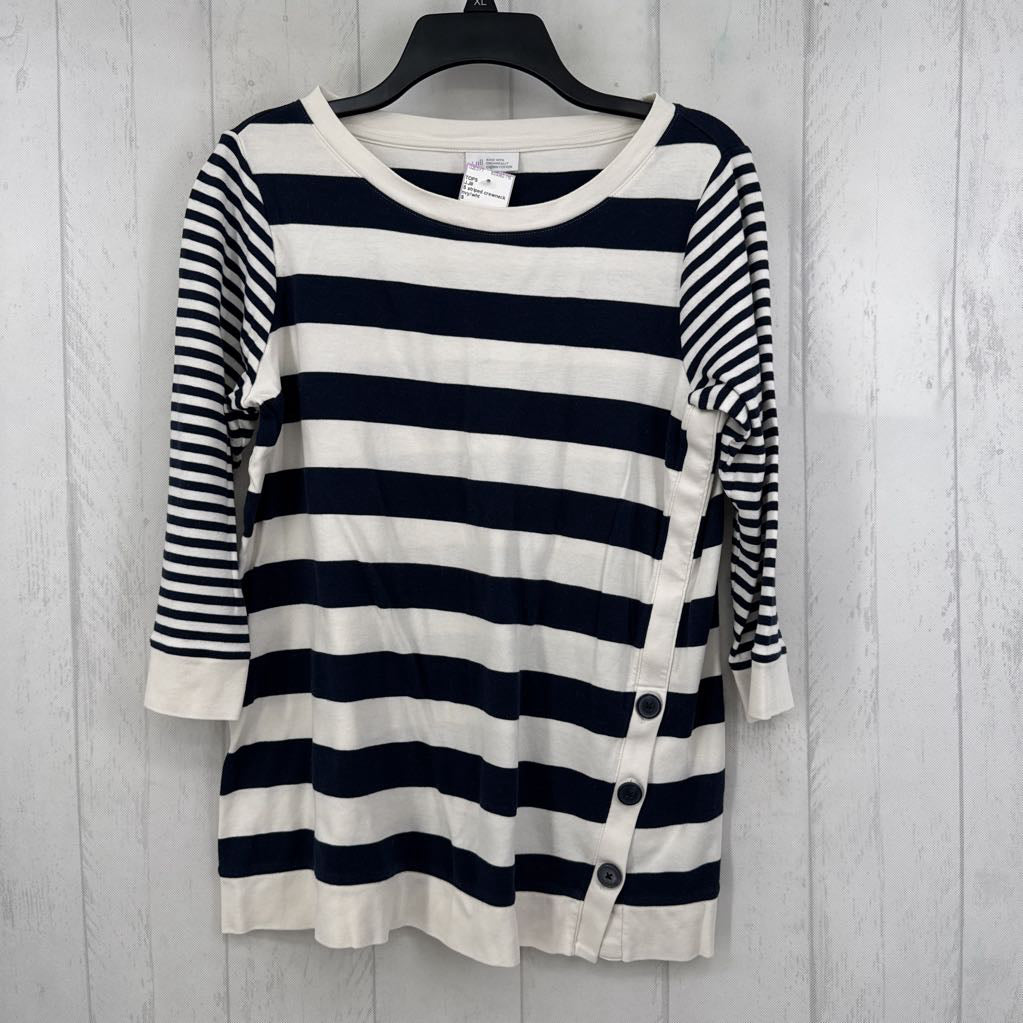 S striped crewneck 3/4 slv tee