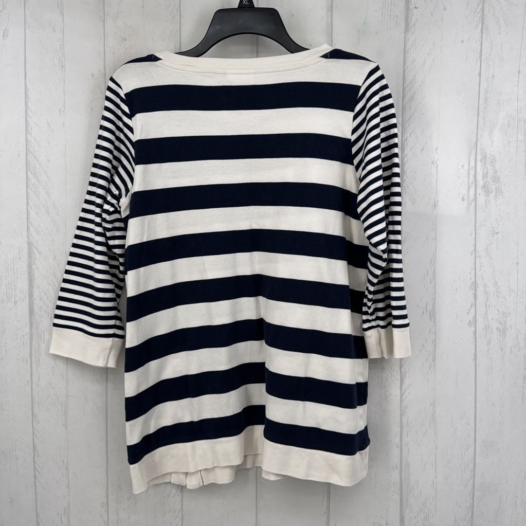 S striped crewneck 3/4 slv tee
