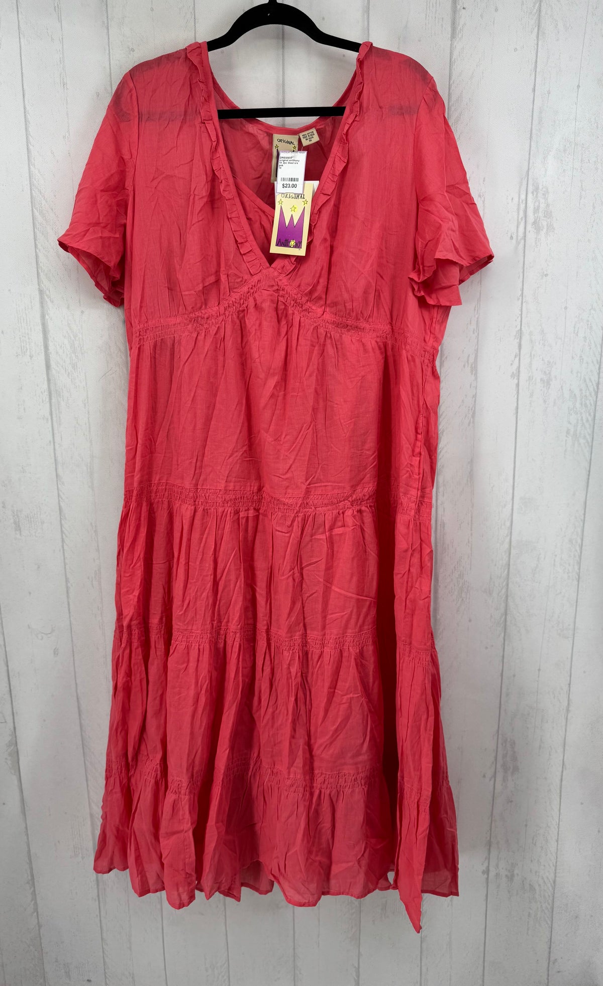 1X 2pc lined s/s tiered maxi dress