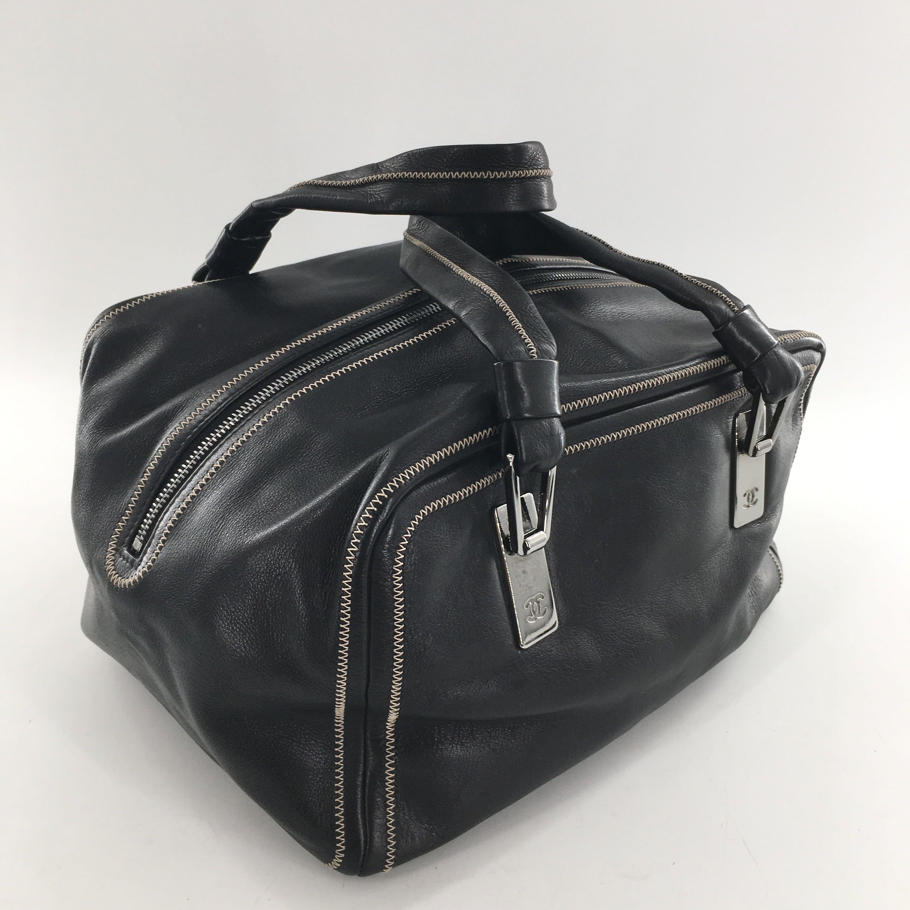 Chanel CC Bowler Leather Handbag