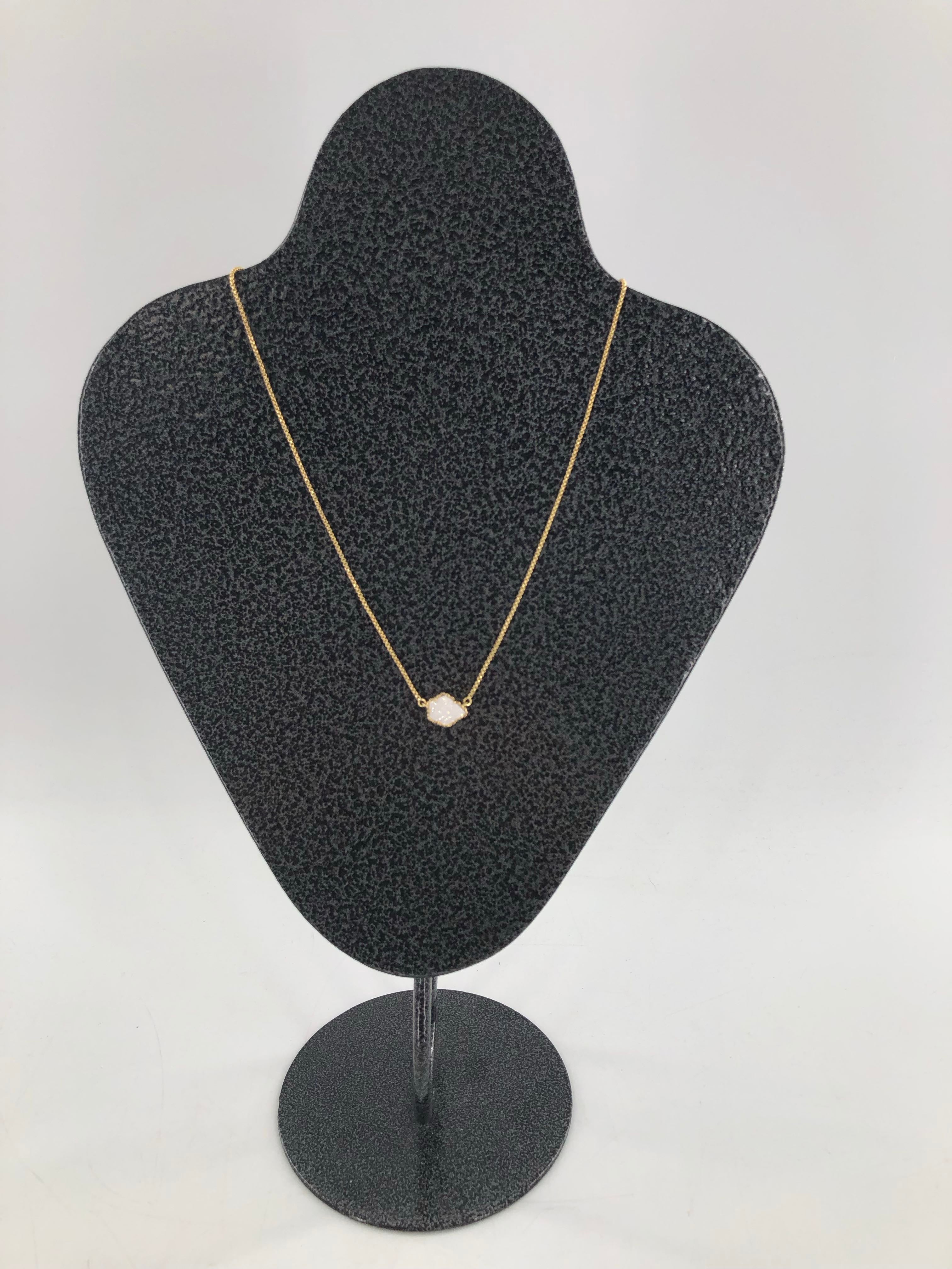9" gold necklace with white crystal pendant