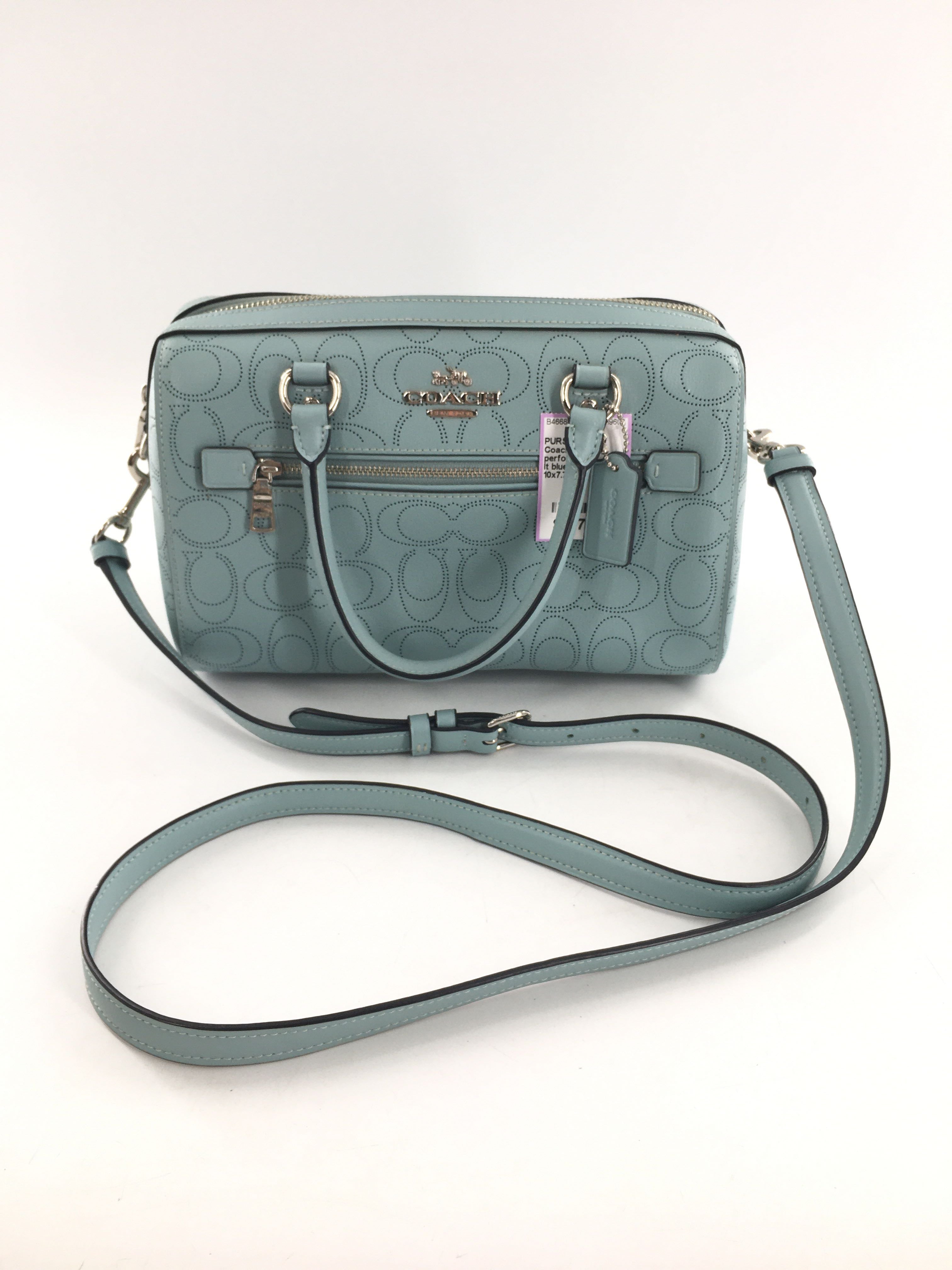 perforated signature pattern satchel
