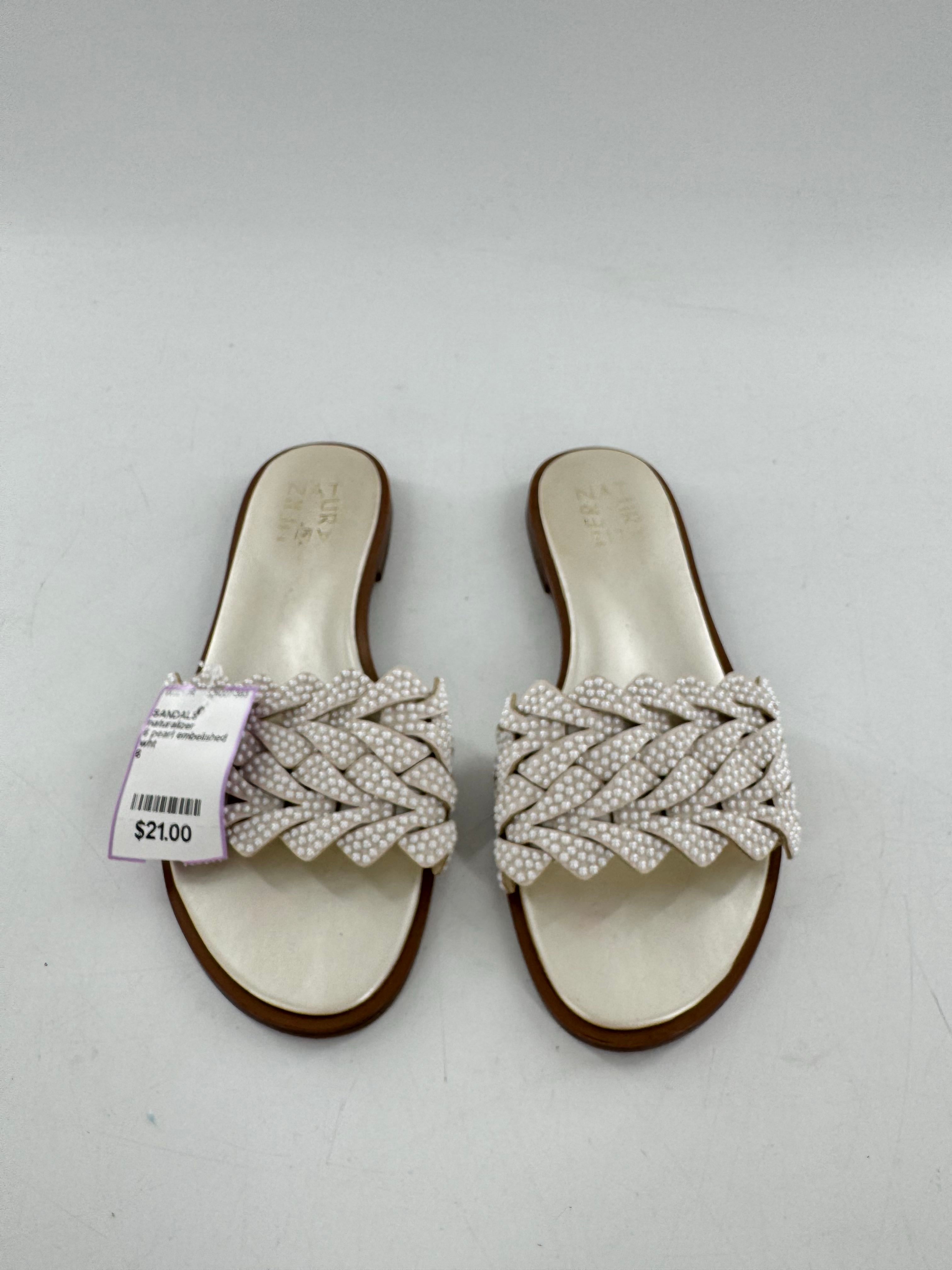 6 pearl embelished slide sandal