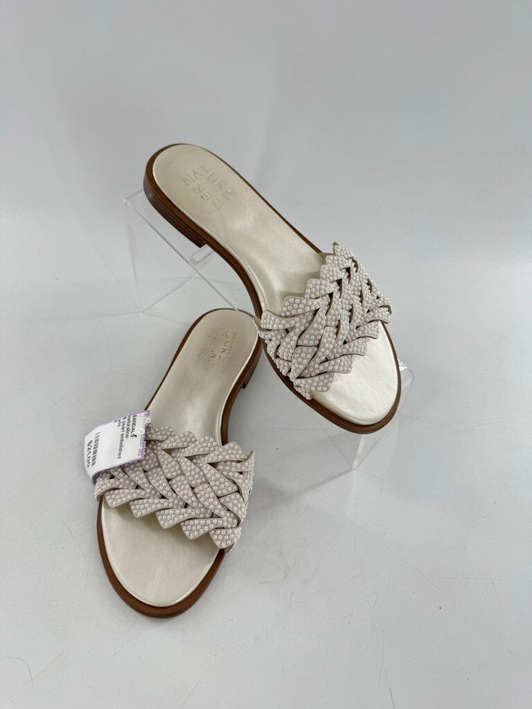 6 pearl embelished slide sandal