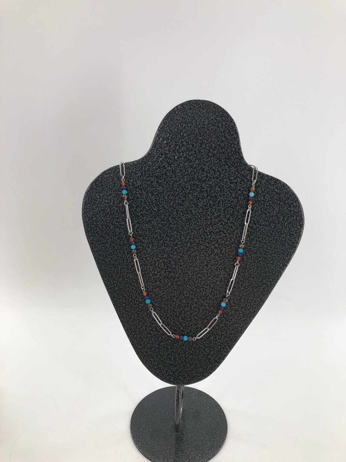 10" multi color gemstone beaded necklace